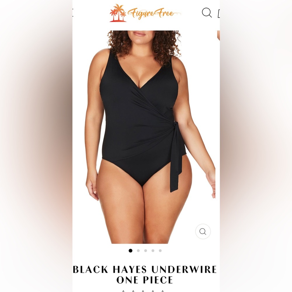 Figure Free One Piece Underwire Bathing Suit - Black Size 12 - Brand New